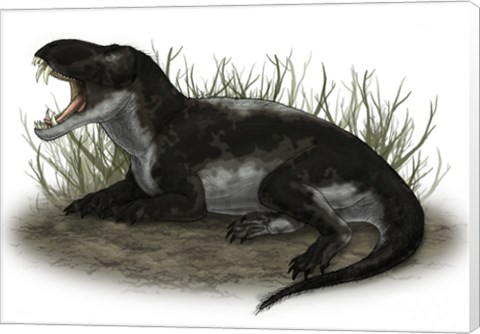 Framed Pampaphoneus, a Genus of Dinocephalian Dinosaur Print