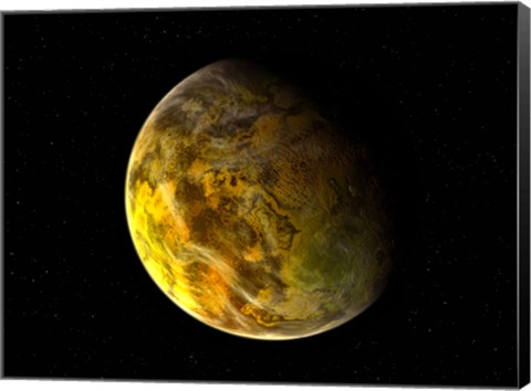 Framed Illustration of a Rocky and Variegated Extrasolar Planet, Gliese 581 C Print