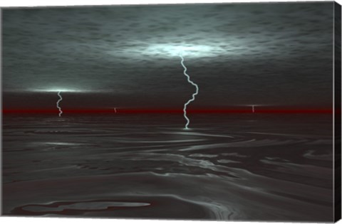 Framed view below the Gas Clouds of Jupiter&#39;s Atmosphere, across a Sea of Liquid Hydrogen Print