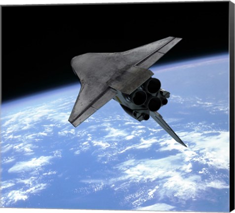 Framed Artist&#39;s concept of a Space Shuttle entering Earth orbit Print