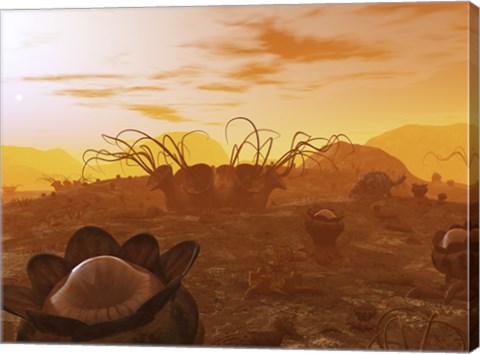 Framed Artist&#39;s Concept of Animal and Plant Life on an Alien Planet Print