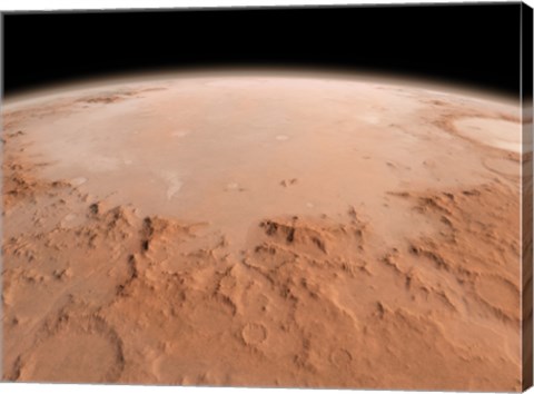 Framed Illustration of the Argyre Impact Basin in the Southern Highlands of Mars Print