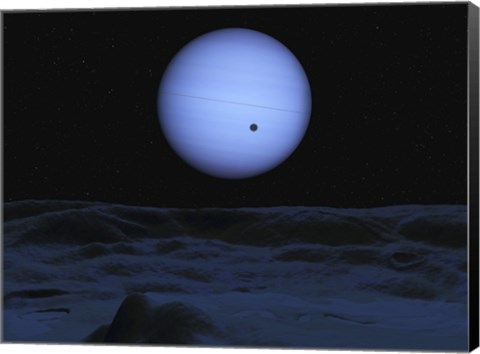 Framed Artist&#39;s concept of Neptune as seen from its largest moon Triton Print