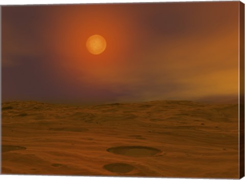 Framed Artist&#39;s concept of Teide 1 from the Surface of a Hypothetical Mars-like Planet Print