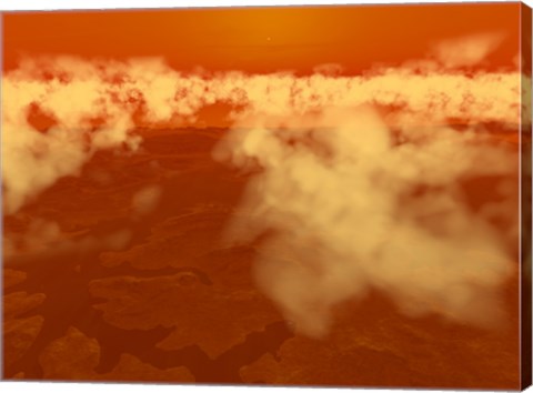 Framed Artist&#39;s concept of Methane Clouds over Titan&#39;s South Pole Print