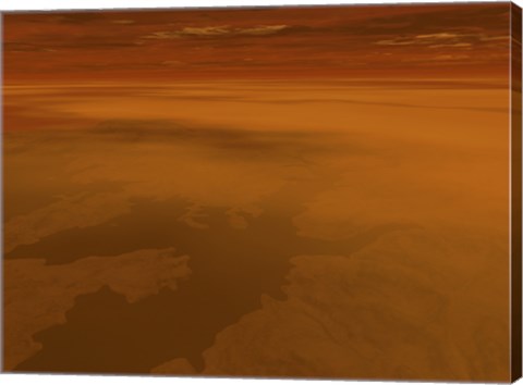 Framed Artist&#39;s concept of the Surface of Saturn&#39;s Moon Titan Print