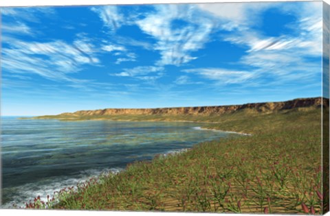 Framed Thousands of Individual Aglaophyton Populate an  Early Devonian Bay Print