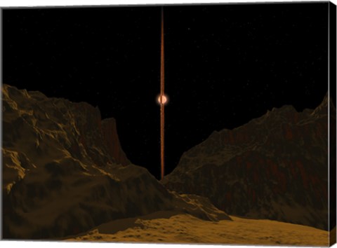 Framed Hypothetical Primitive Alien Planet Towards a Brown Dwarf in the Sky Print