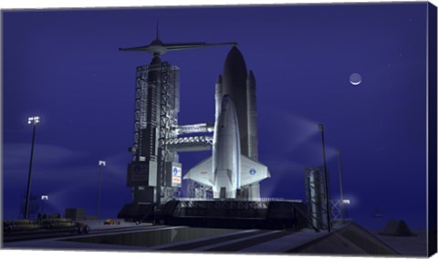 Framed Futuristic Space Shuttle Awaits Launch Print