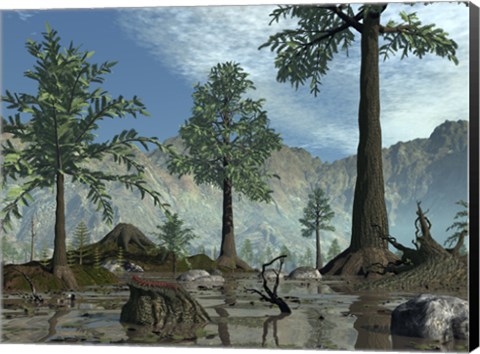 Framed First Trees Begin to Populate Earth near the end of the Devonian Period Print