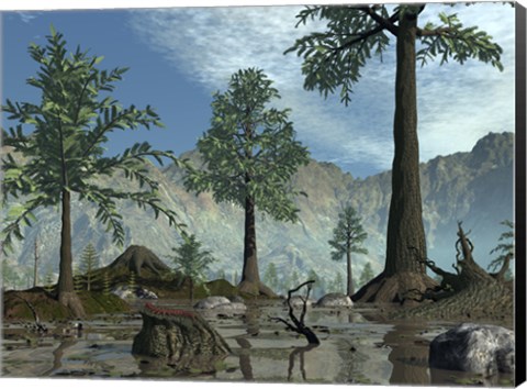 Framed First Trees Begin to Populate Earth near the end of the Devonian Period Print