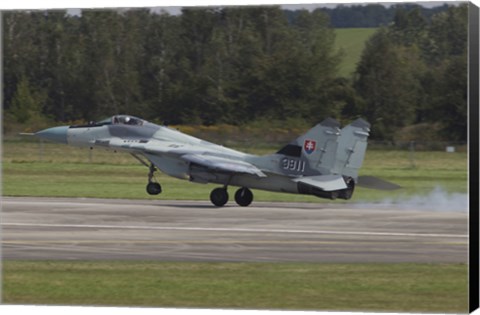 Framed Slovak Air Force MiG-29AS Fulcrum Landing on the Runway Print