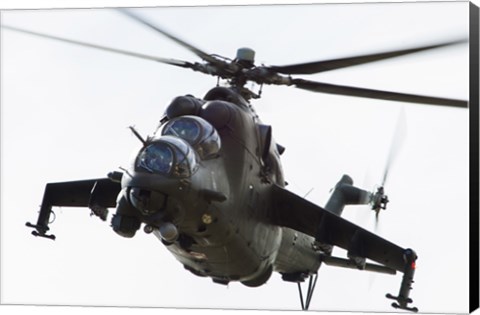 Framed Polish Army Mil Mi-24V Hind in Flight Print