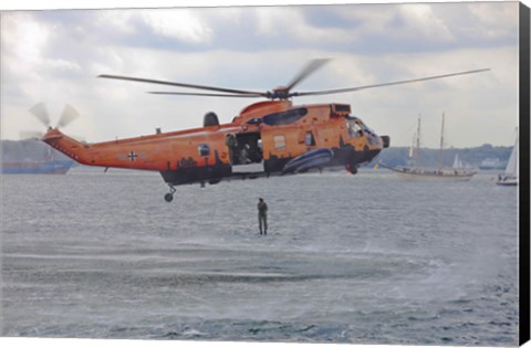 Framed WS-61 Sea King helicopter of the German Navy, Kiel, Germany Print