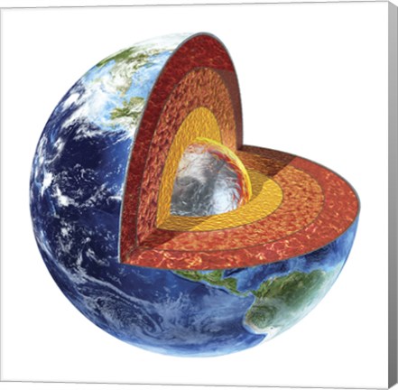 Framed Cross Section of Planet Earth Showing the Inner Core Print