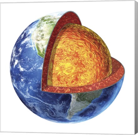 Framed Cross section of Planet Earth Showing the Lower Mantle Print