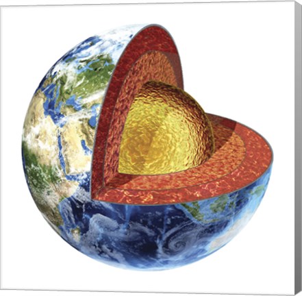 Framed Cross Section of Planet Earth Showing the Outer Core Print