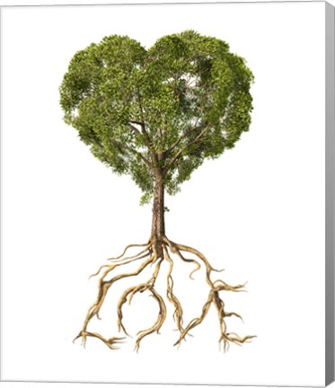 Framed Tree with Foliage in the Shape of a Heart Print