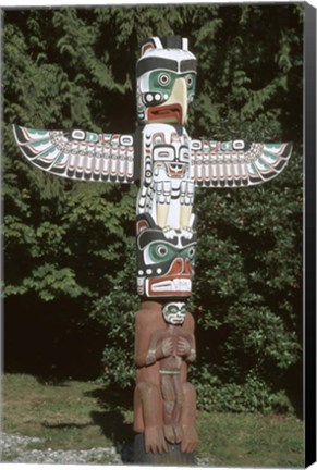 Framed Totem Pole at Stanley Park, Vancouver Island, British Columbia, Canada Print