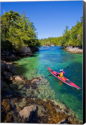 Framed British Columbia, Vancouver Island, Sea kayakers Print