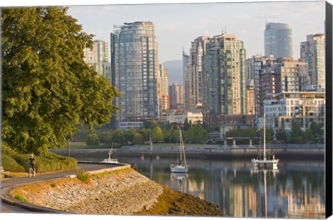 Framed Cyclist on Seawall Trail, Vancouver, British Columbia Print