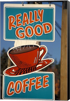 Framed Coffee Sign on Vancouver Island, British Columbia, Canada Print