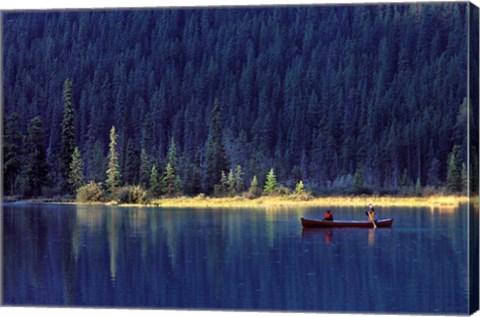 Framed Fishing on Waterfowl Lake, Banff National Park, Canada Print