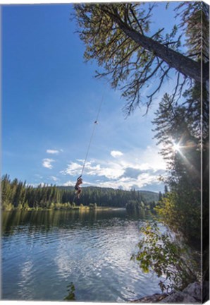 Framed Rope swinging at Champion Lakes Provincial Park, BC, Canada Print