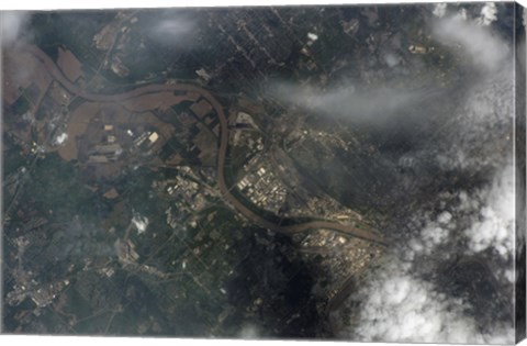 Framed Satellite view of Kansas City, Missouri, and Missouri River Print