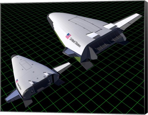 Framed Artist&#39;s Concept Showing the Relative Sizes of the X-33 and VentureStar Print