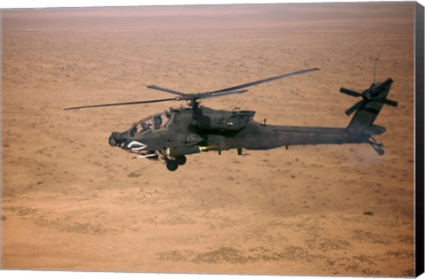 Framed AH-64D Apache Longbow Fires a Hydra Rocket over Northern Iraq Print