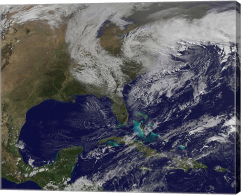 Framed Satellite View of a Nor&#39;easter Storm over the United States Print