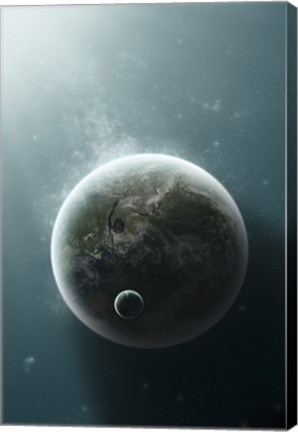 Framed Earth-Like Planet Illuminated by a Nearby White Dwarf Print