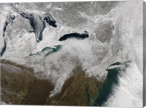 Framed Satellite View of a Large Nor&#39;easter Snow Storm Print