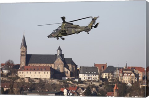 Framed German Tiger Eurocopter Flying Over the Town of Fritzlar, Germany Print