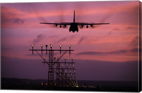 Framed C-130J Super Hercules landing at Ramstein Air Base, Germany Print