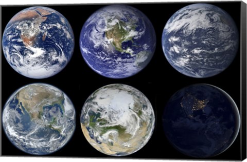 Framed Image comparison of Iconic Views of Planet Earth Print