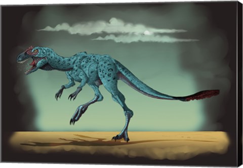 Framed Dilong Garadoxus, a Genus of Small Tyrannosauroid Dinosaur Print
