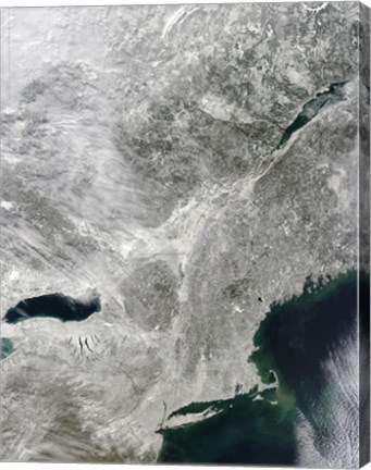 Framed Satellite View of a Large Nor&#39;easter Snow Storm over United States Print