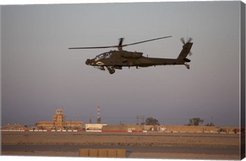 Framed AH-64D Apache Longbow Block III Flies by the Control Tower on Camp Speicher Print