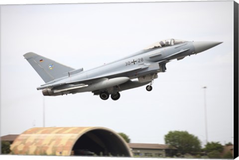 Framed German Eurofighter taking off from Albacete Airfield, Spain Print