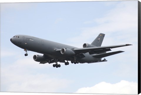 Framed KC-10 Extender Tanker Aircraft Prepares for Landing Print