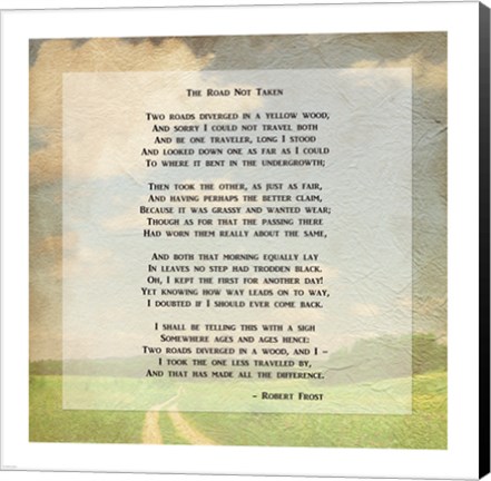 Framed Robert Frost Road Less Traveled Poem Print