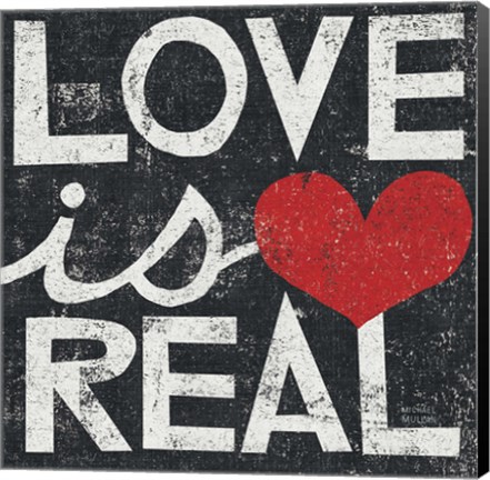 Framed Love Is Real Grunge Square Print