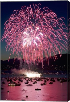 Framed Fireworks, English Bay, Vancouver, British Columbia Print