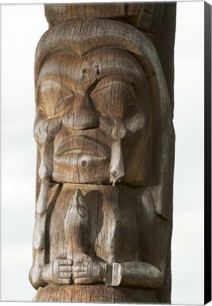 Framed Gitksan totem pole, Kispiox Village, British Columbia Print