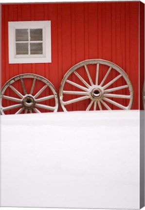 Framed Martin Stables, Window and Wheel Detail, Banff, Alberta Print