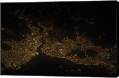 Framed Nighttime view of Istanbul, Turkey Print