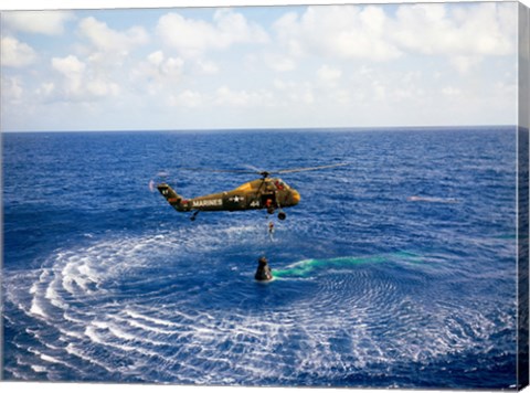 Framed Astronaut is Rescued by a US Marine Helicopter Print