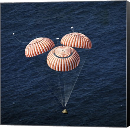 Framed Apollo 16 Command Module approaching Touchdown in the Central Pacific Ocean Print